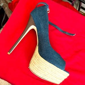 Blue Jean wedge & stiletto heels